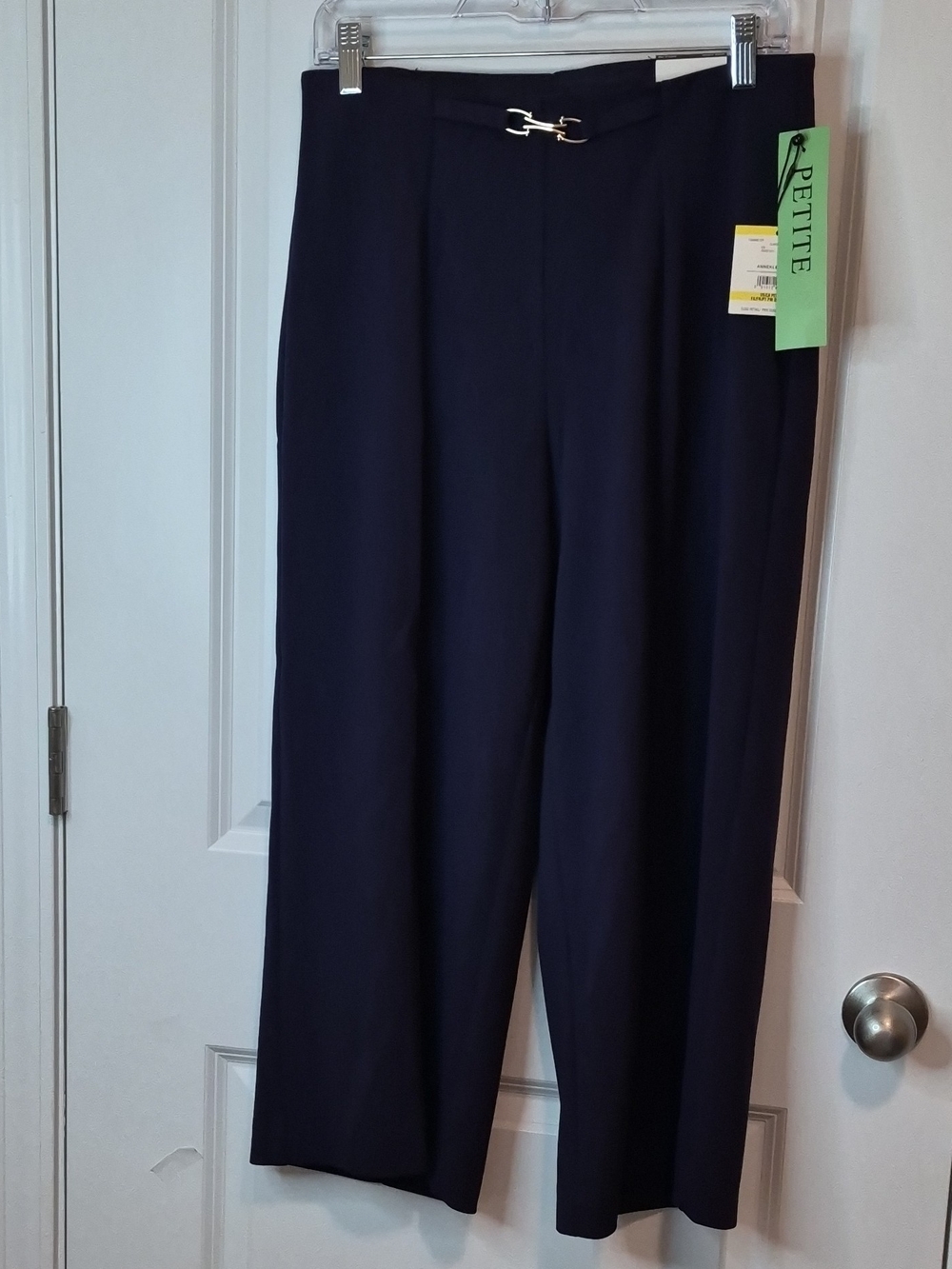 Anne Klein Petite Navy Dress Pants with Decorative Buckle Size MP